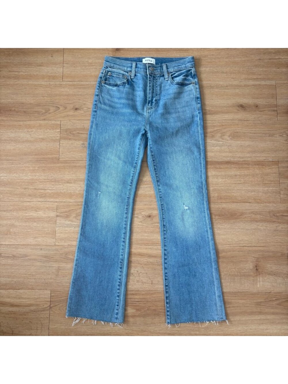 Pistola Lennon High Rise Cutoff Crop Bootcut Jeans Blue Women’s Size 25